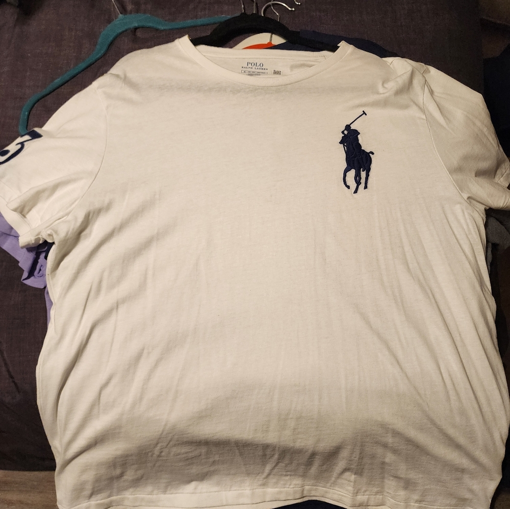 Polo by Ralph Lauren White and Blue Short Sleeve Tee